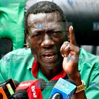 (KNUT) Secretary General Collins Oyuu gestures during a media briefing