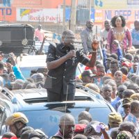 President William Ruto speaking to Kisumu residents