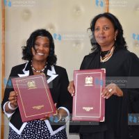 Olive Mugenda (left) Foreign Affairs CS Ambassador Dr Amina Mohammed