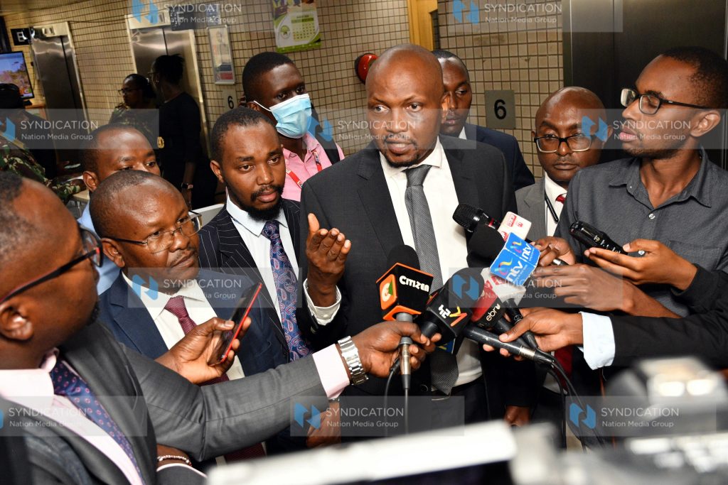 Gatundu South MP Moses Kuria briefs media