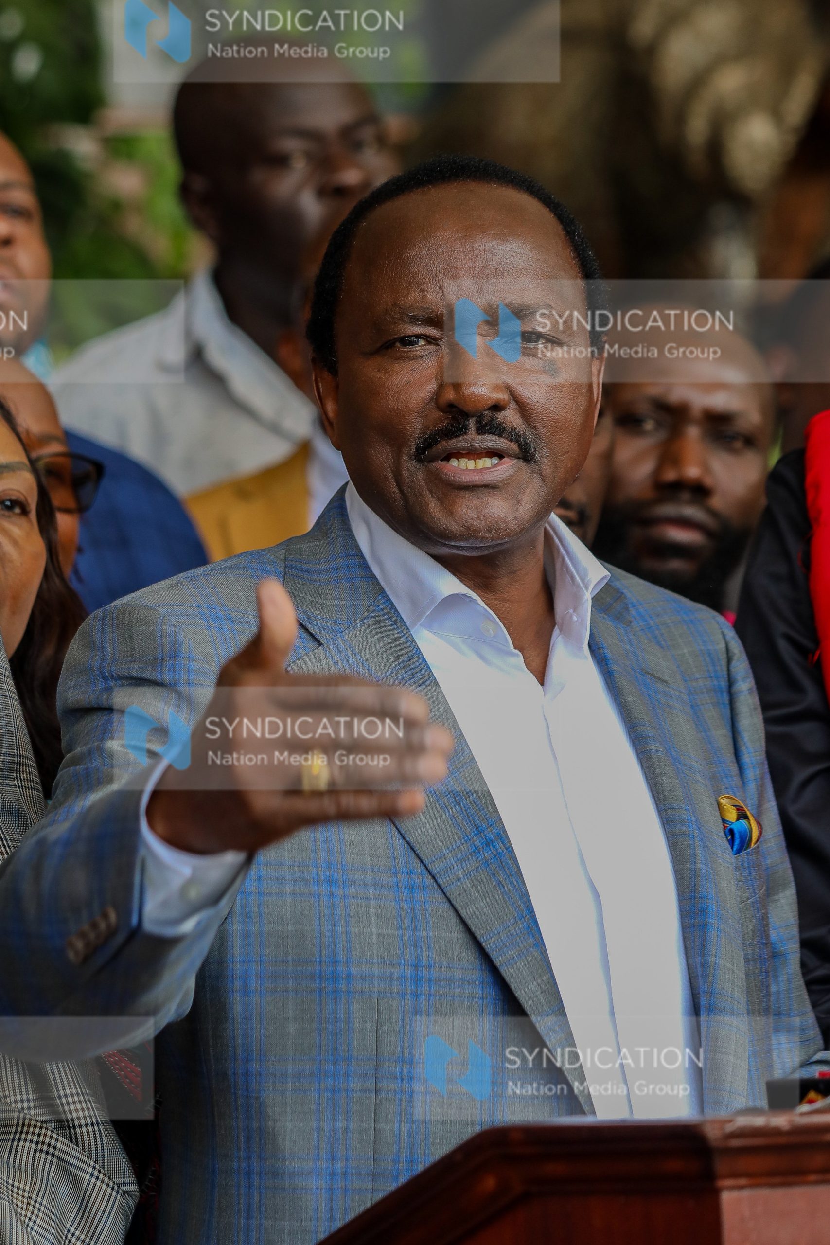 Kalonzo Musyoka address journalists at Panari Hotel