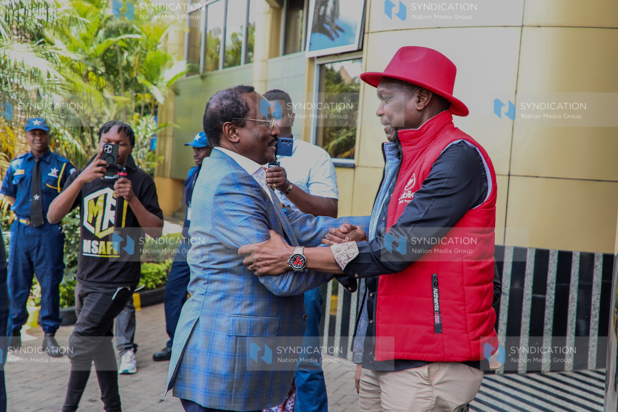 Kalonzo Musyoka (left) with Jubilee Secretary General Jeremiah Kioni