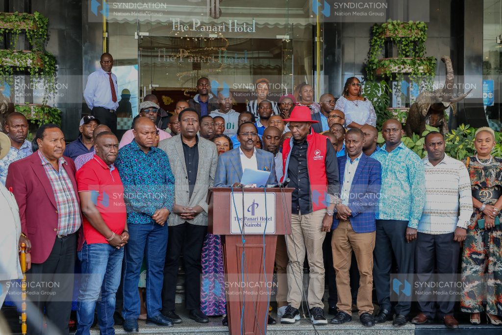 Opposition leaders led by Wiper party leader Kalonzo Musyoka (Center)