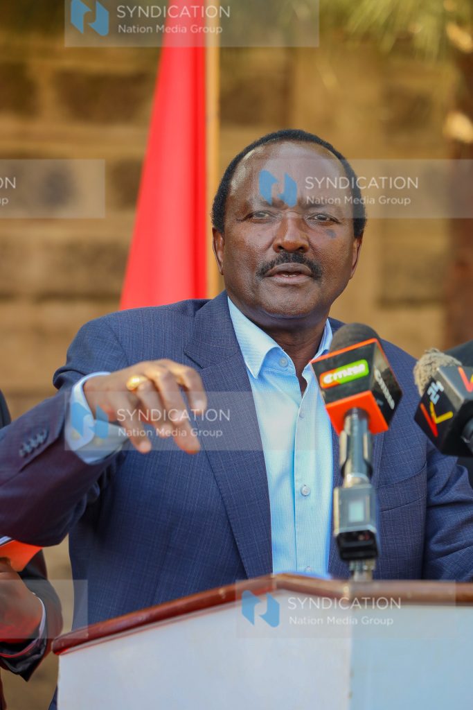 Kalonzo Musyoka addressing journalists after a NEC meeting