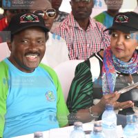 Wiper party leader Kalonzo Musyoka (Lt) Sports CS Amina Mohammed