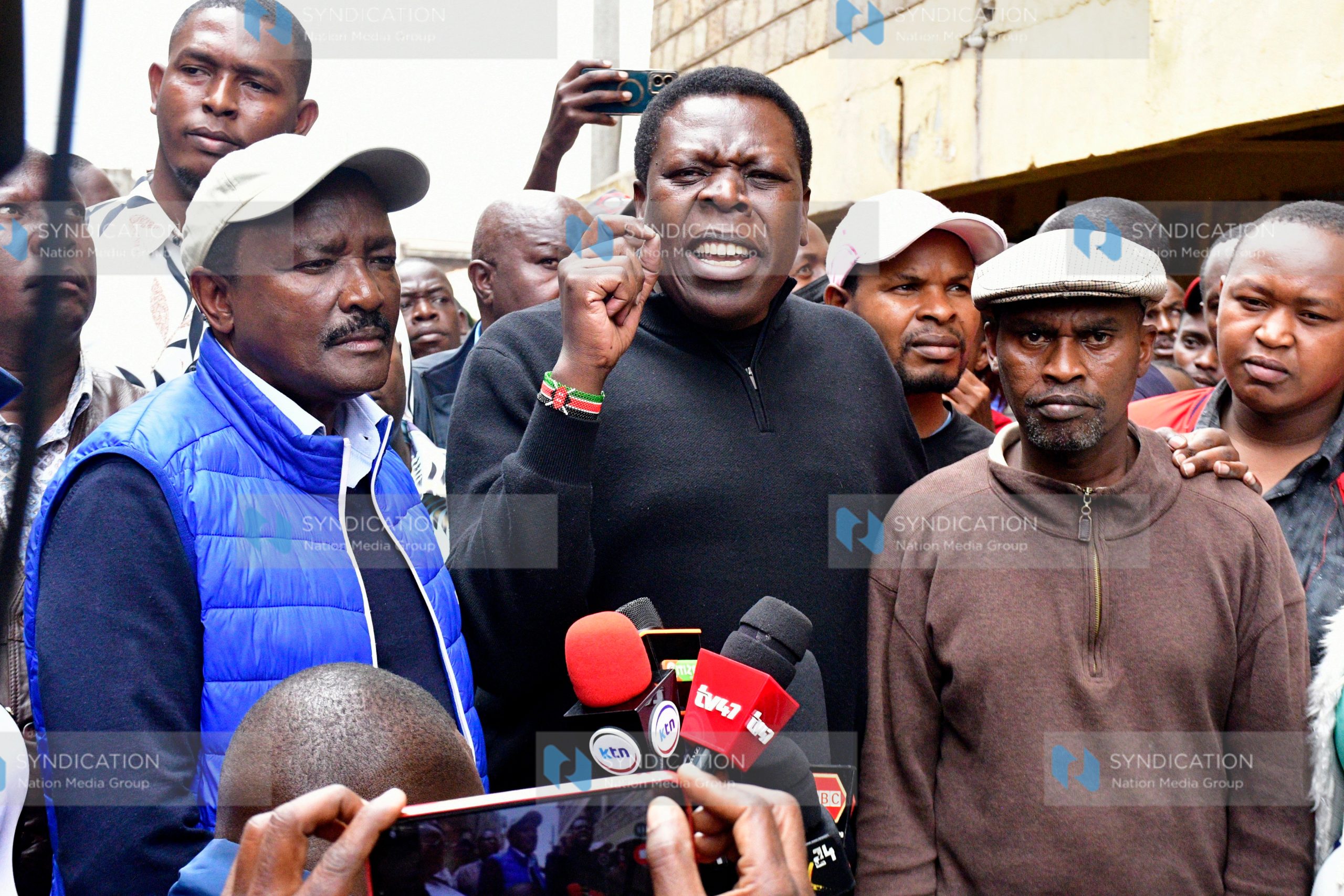 (DAP-K) Party Leader Eugene Wamalwa (center) briefs media