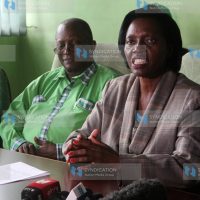 Martha Karua addressing the media at Party’s headquarters