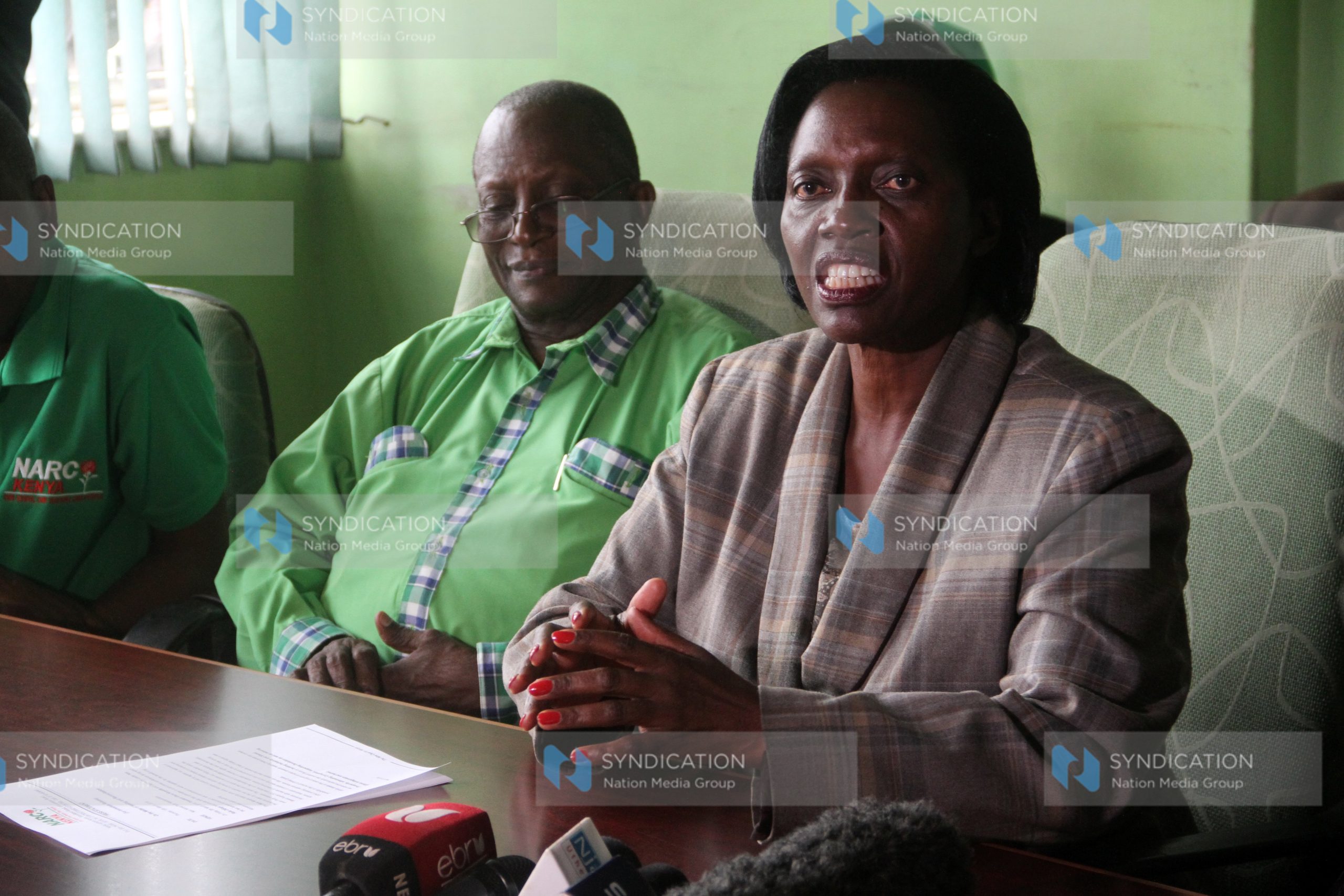 Martha Karua addressing the media at Party’s headquarters