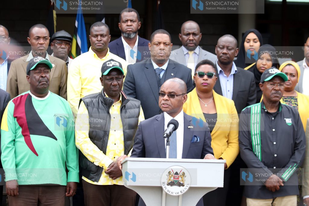 Kilifi Governor Amason Kingi Jeffah addressing the media