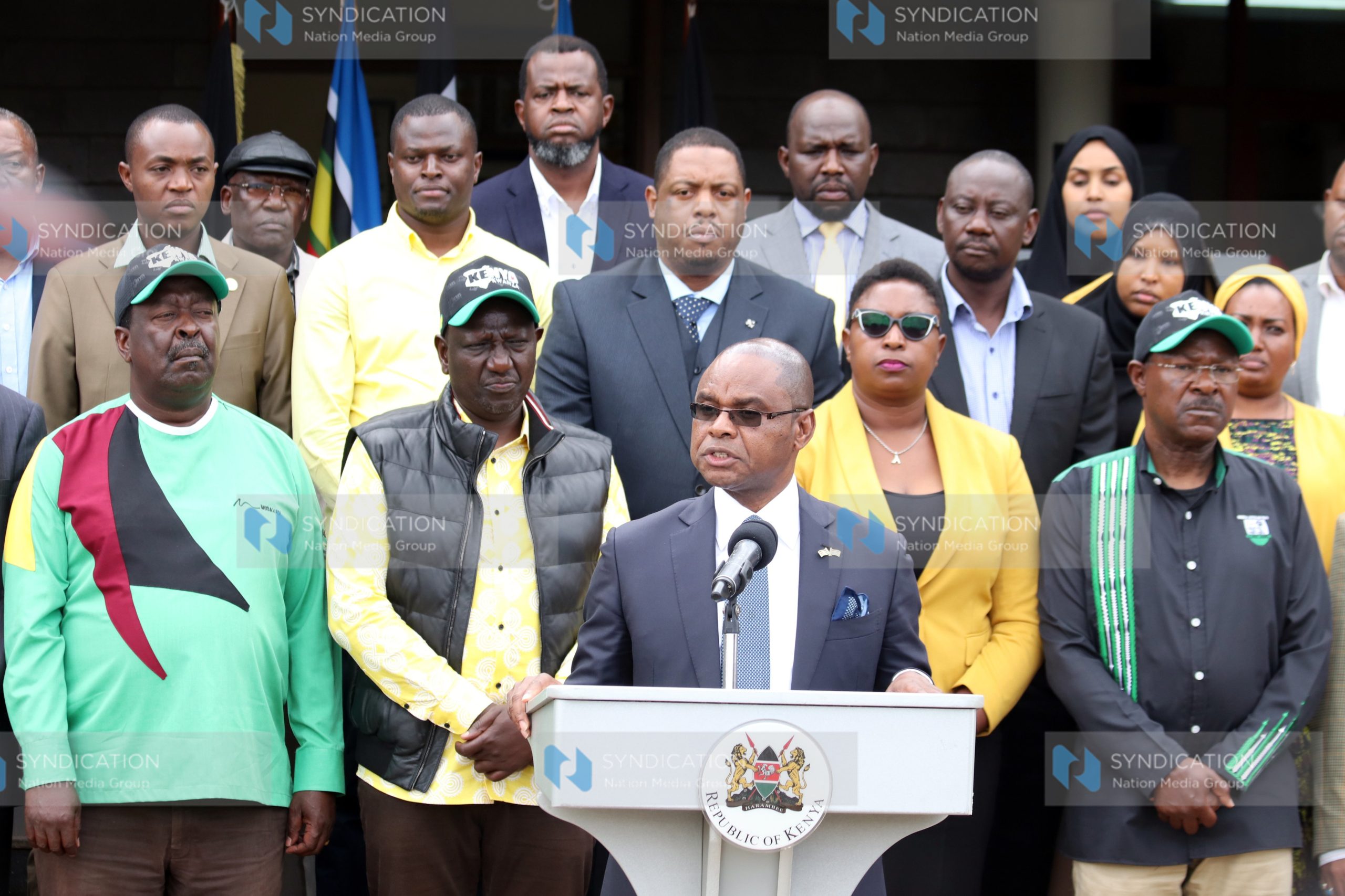 Kilifi Governor Amason Kingi Jeffah addressing the media