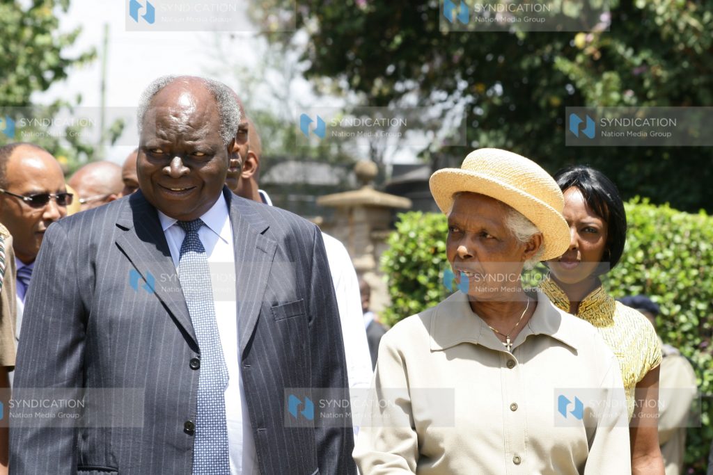 Mwai Kibaki with Environment Minister John Michuki's wife Josephine