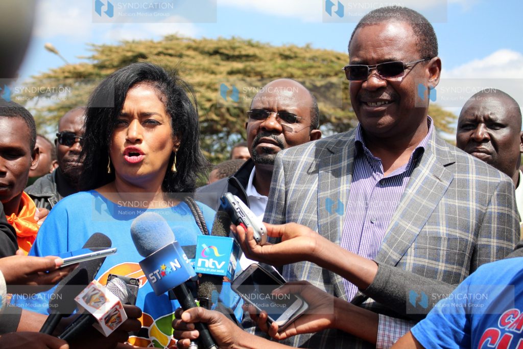 Evans Kidero with Woman Representative Candidate Esther Muthoni Passaris
