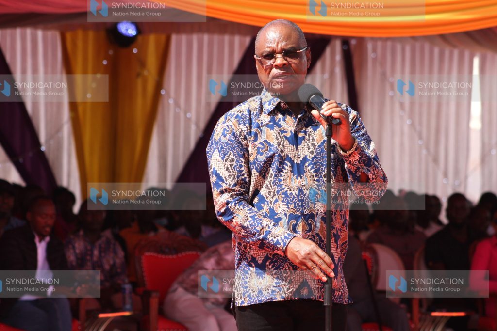 Senate Speaker Amason Kingi addresses a rally at Makindu Township