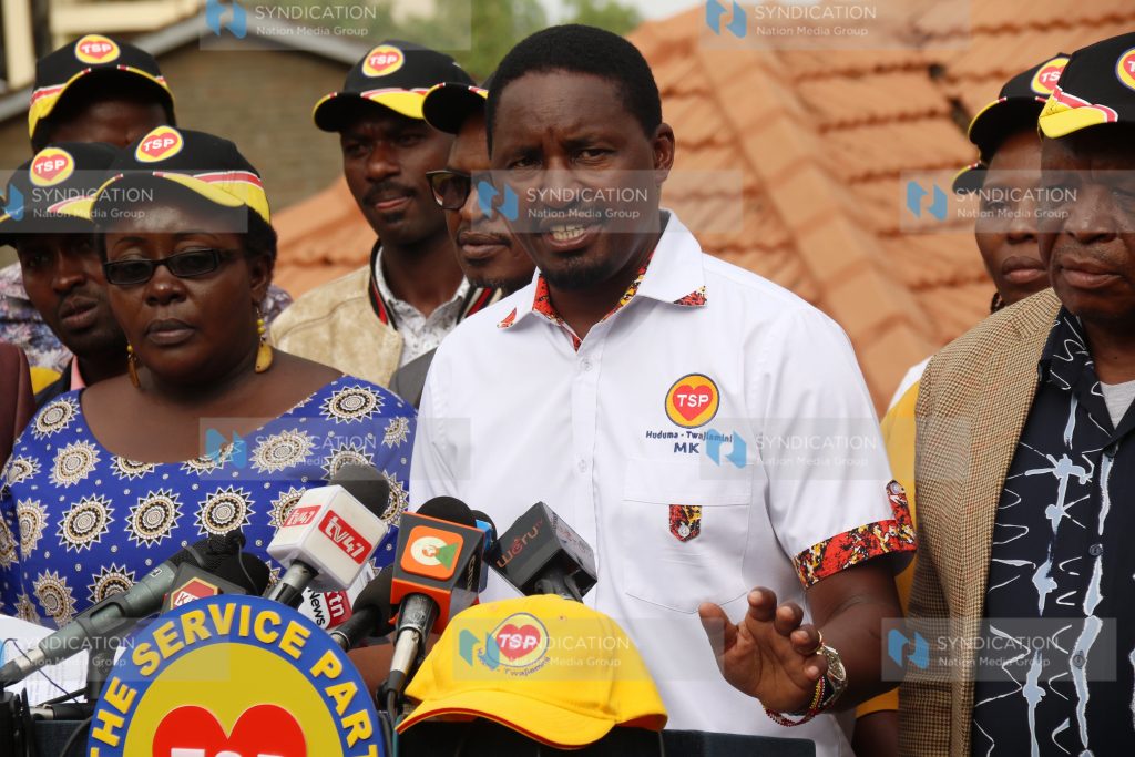 The Service Party (TSP) party leader Mwangi Kiunjuri addressing journalists