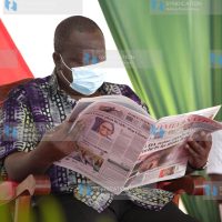 Interior CS Fred Matiang'i reads a copy of the Daily Nation
