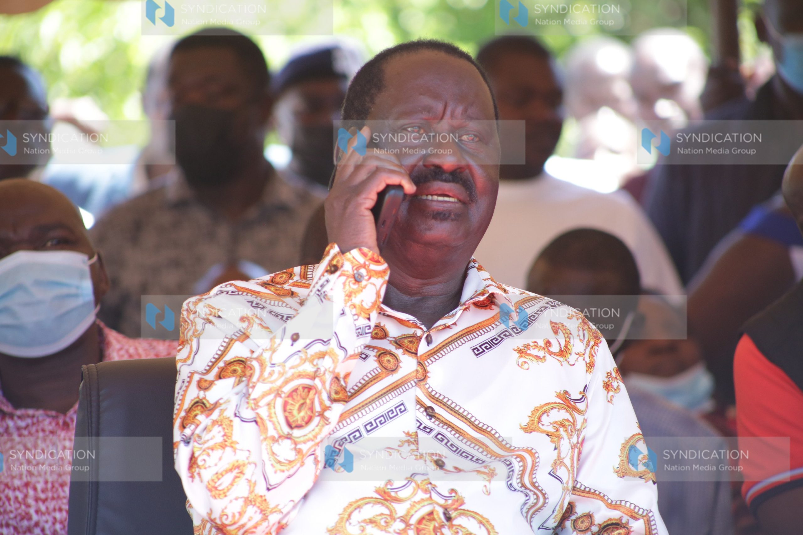 ODM Leader Raila Odinga at a meeting in Giribe