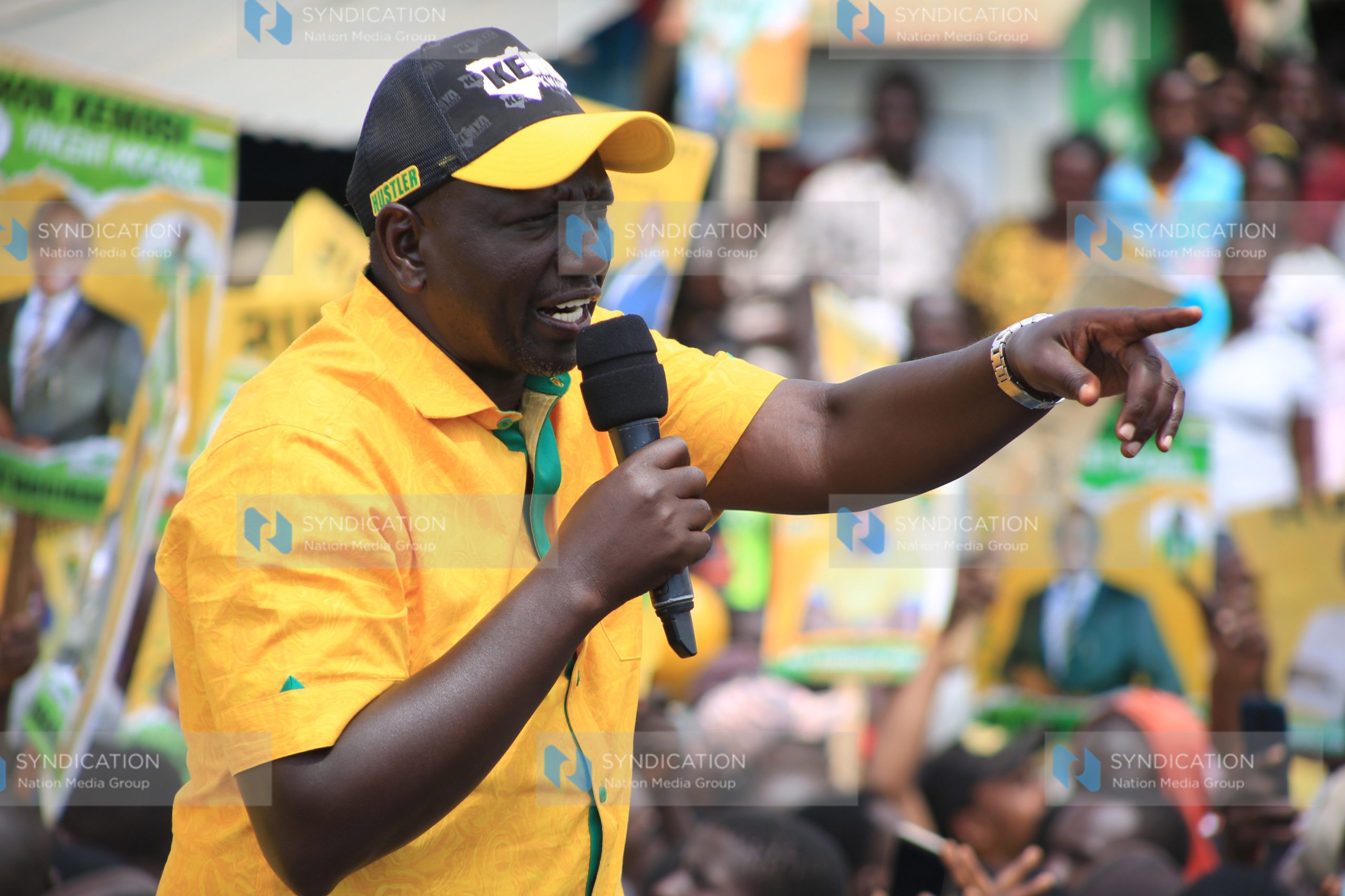 William Ruto addresses a rally at Nyamira town