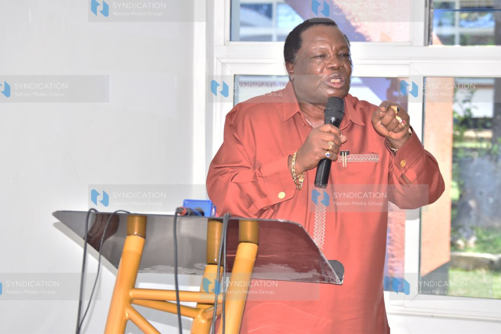 Francis Atwoli addresses during the organization’s executive board meeting