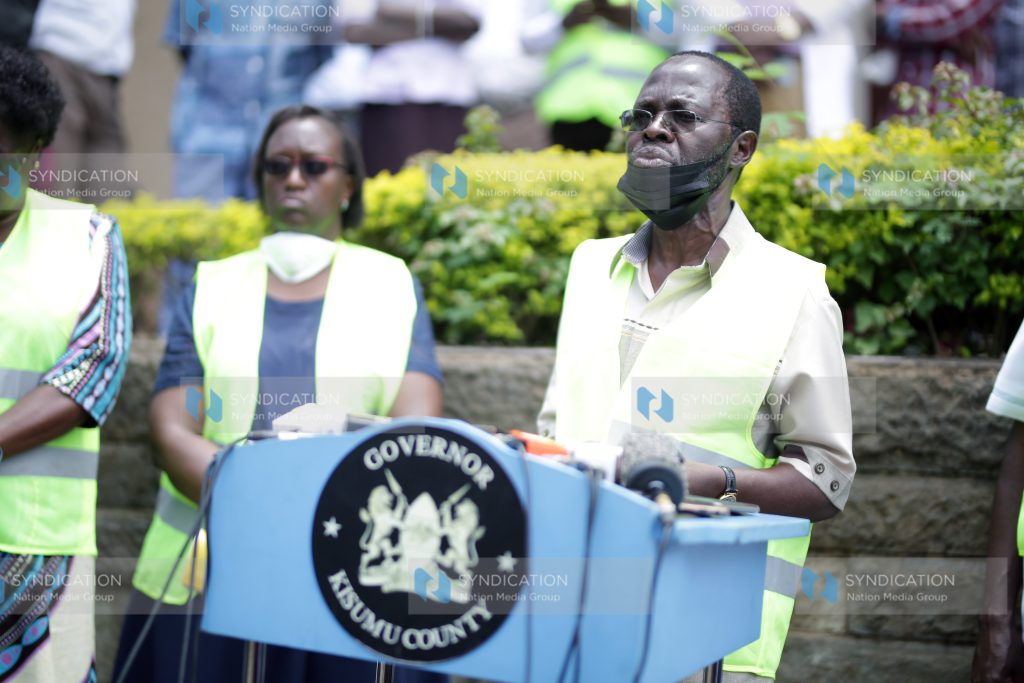 Prof. Anyang’ Nyong’o addressing a press conference