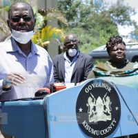 Kisumu Governor Anyang’ Nyong’o addressing a presser