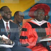 Great Lakes University of Kisumu Chancellor Prof Anyang’ Nyong’o (left)