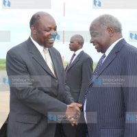 Kisumu Governor Jack Ranguma welcomes former President Mwai Kibaki