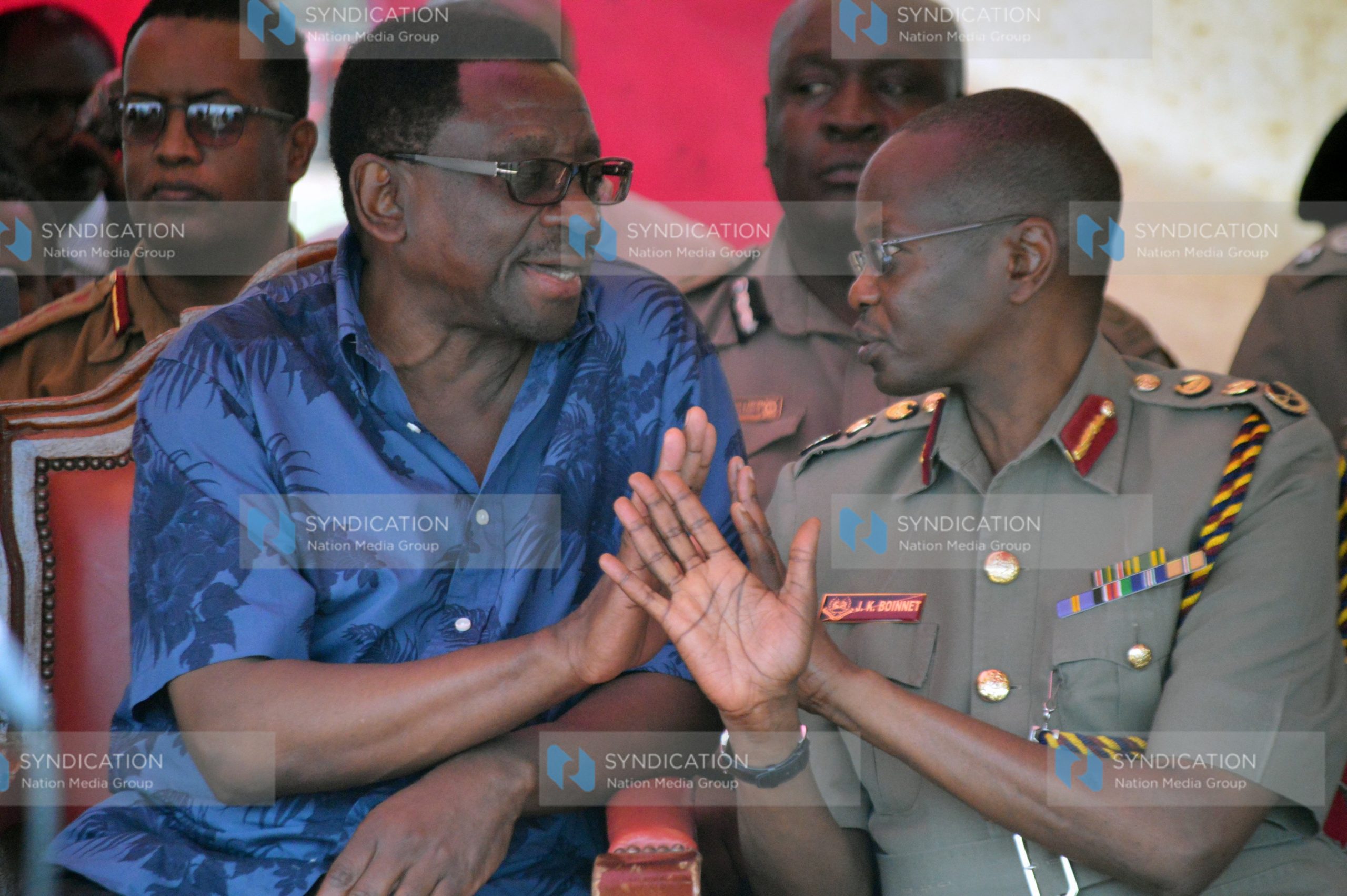 James Orengo (left) and IG Police Joseph Boinett
