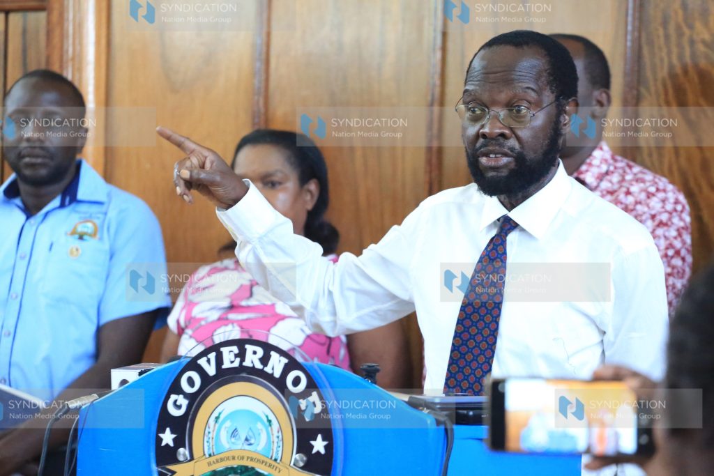 Kisumu Governor Anyang’ Nyong’o when he addressed a presser