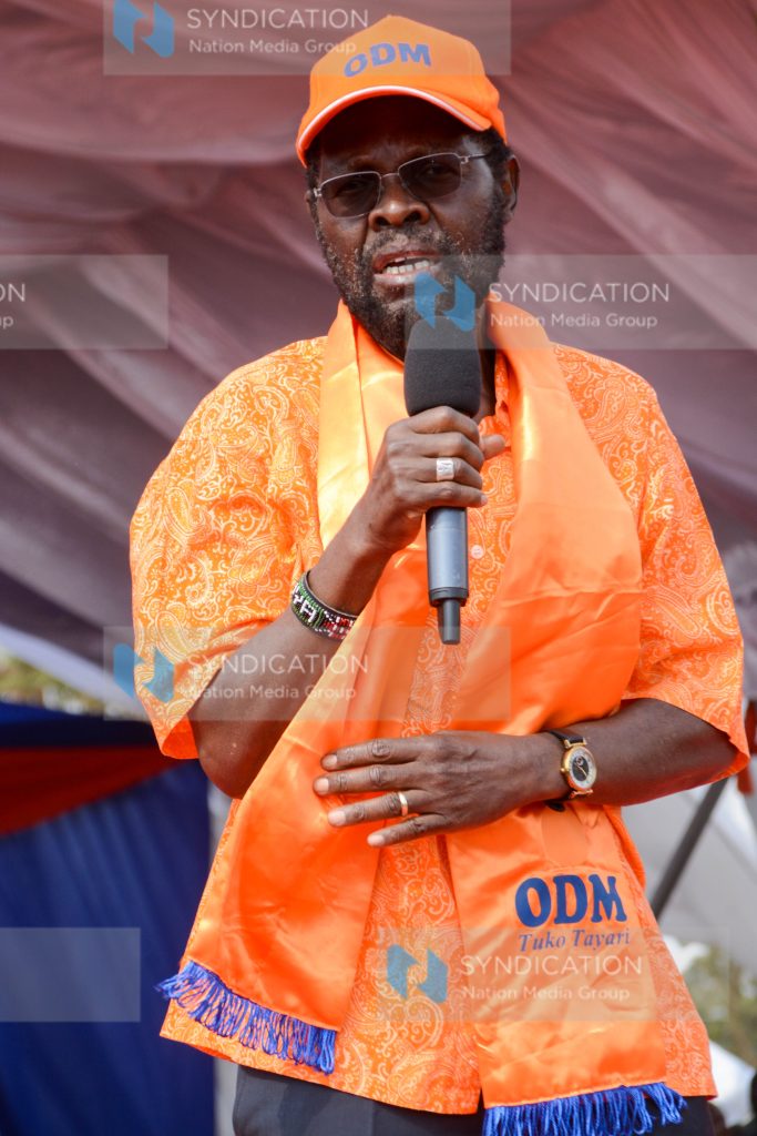 Prof Anyang' Nyong'o speaking at Bukiri Primary School