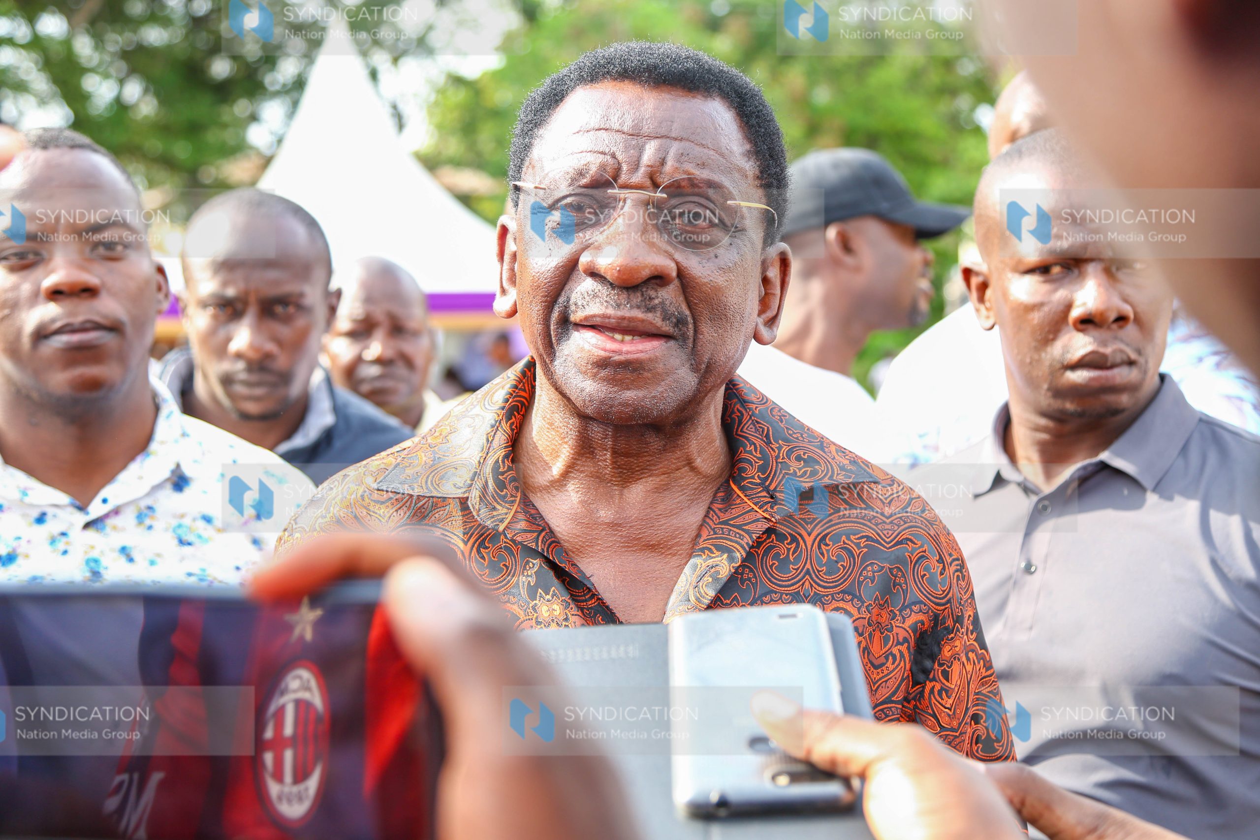 Siaya County Governor James Orengo addresses the media