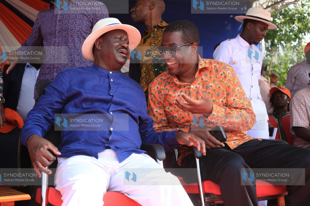 Raila Odinga (left) and Minority Leader Opiyo Wandayi