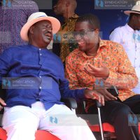 Raila Odinga (left) and Minority Leader Opiyo Wandayi