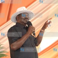 Azimio Leader Raila Odinga speaks at the burial ceremony