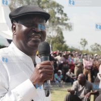 Former Prime Minister Raila Odinga attends the burial