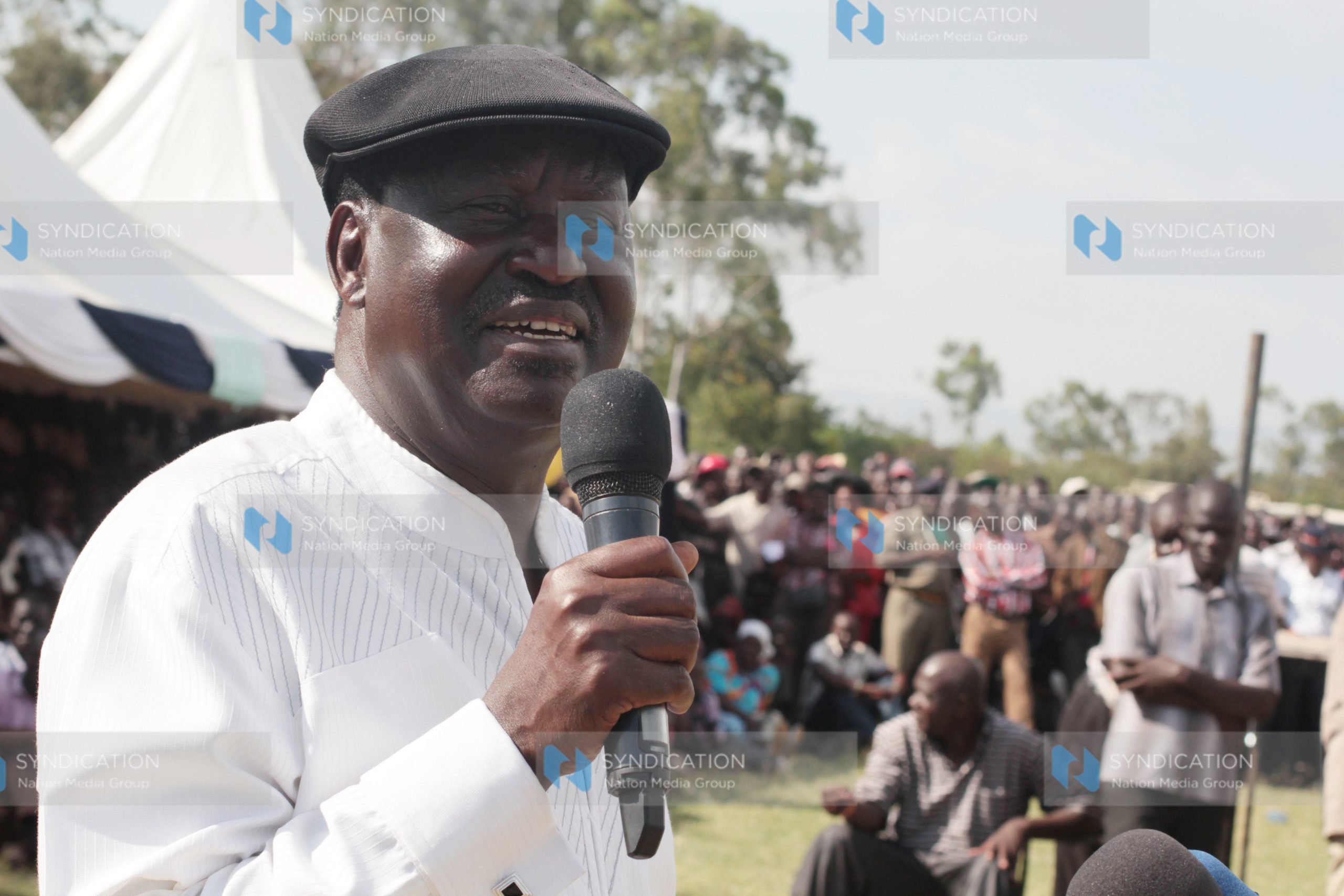 Former Prime Minister Raila Odinga attends the burial