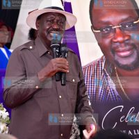 ODM Party Leader Raila Odinga addresses mourners