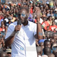 President William Ruto speaking to the residents of Migori town