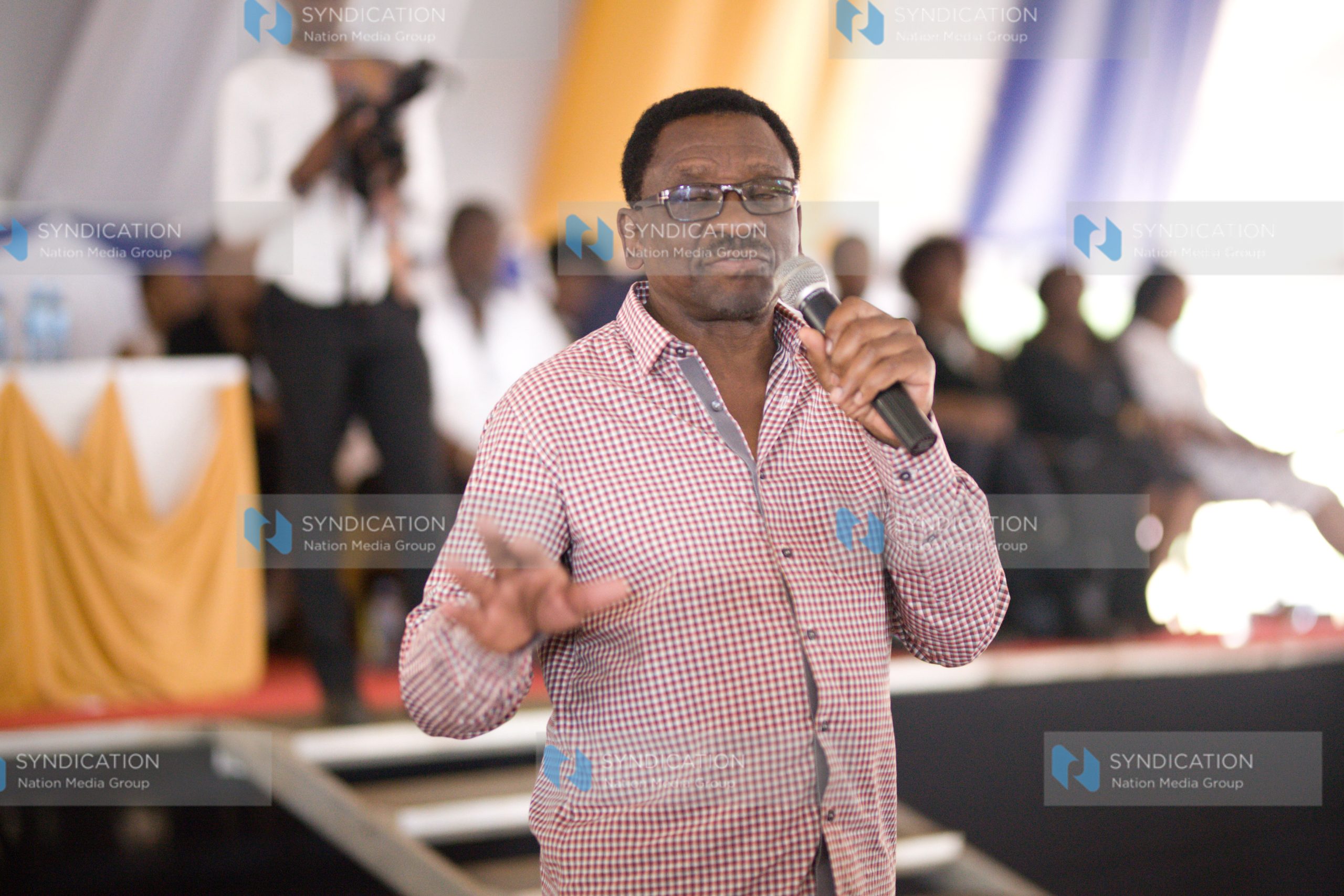 Siaya Senator James Orengo addresses mourners