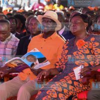 Raila Odinga, ODM leader, and Homa Bay Governor Gladys Wanga (right)