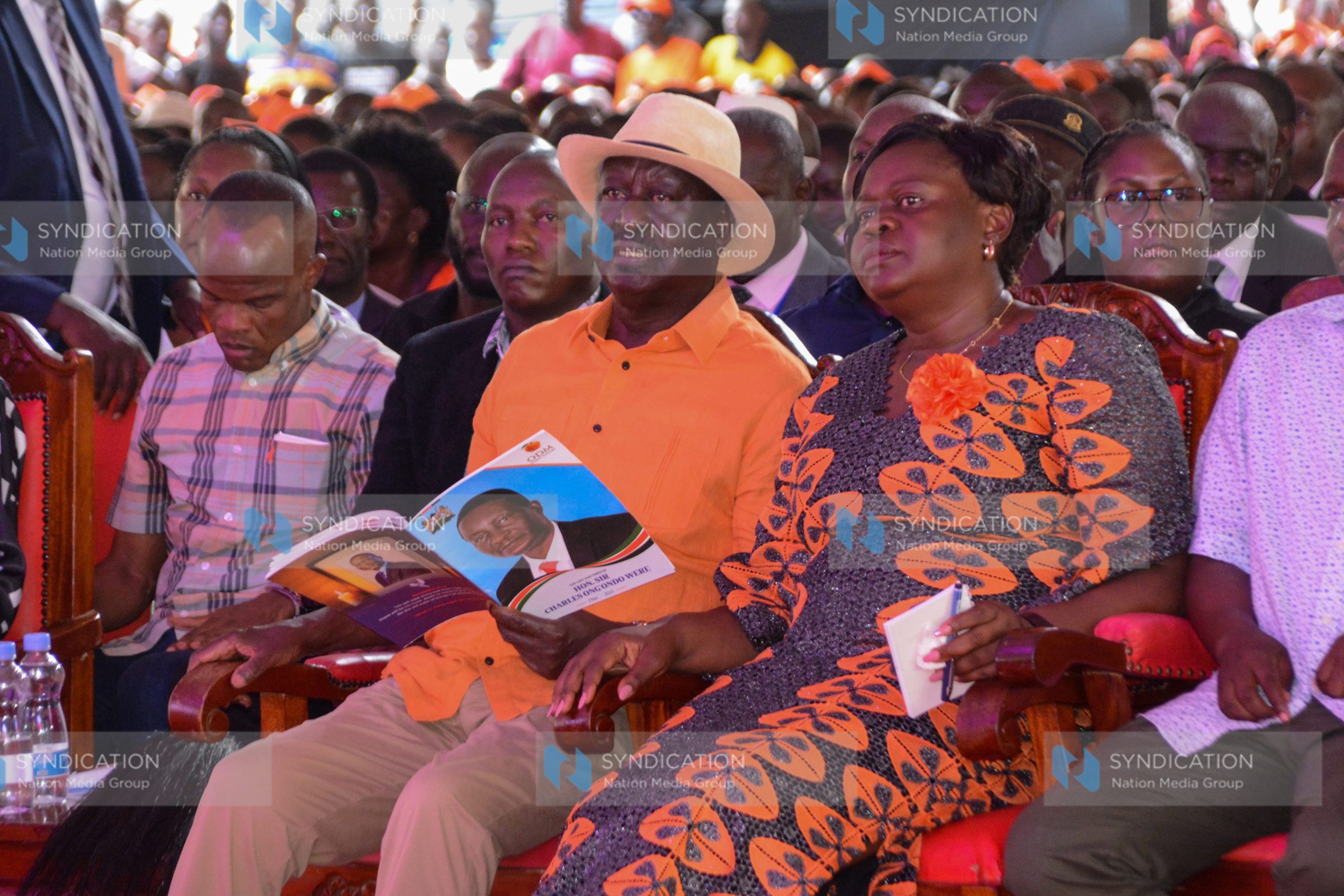 Raila Odinga, ODM leader, and Homa Bay Governor Gladys Wanga (right)