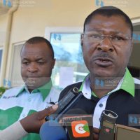Moses Wetangula (right) and Kiminini MP Chris Wamalwa address the media
