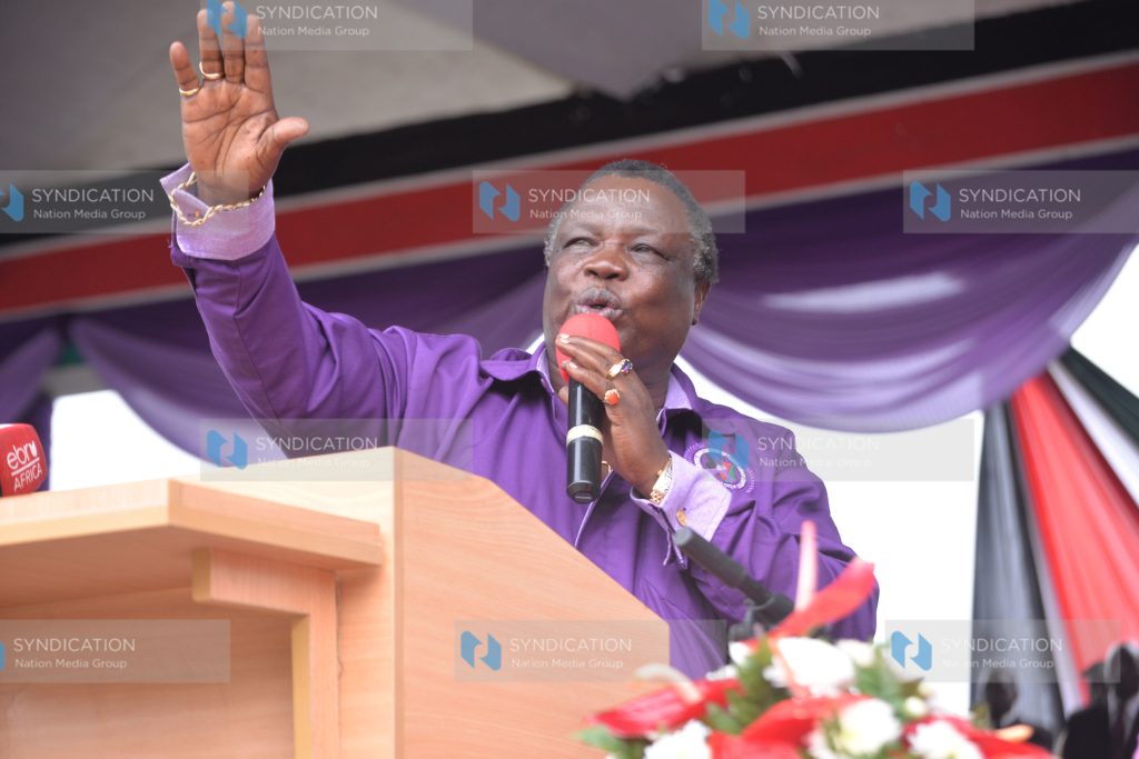 Francis Atwoli speaks during the Labour Day Celebrations
