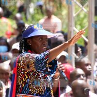 Martha Karua addresses wananchi during a campaign rally