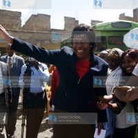 Charity Ngilu leaves after addressing residents of Patanisho in Embakasi