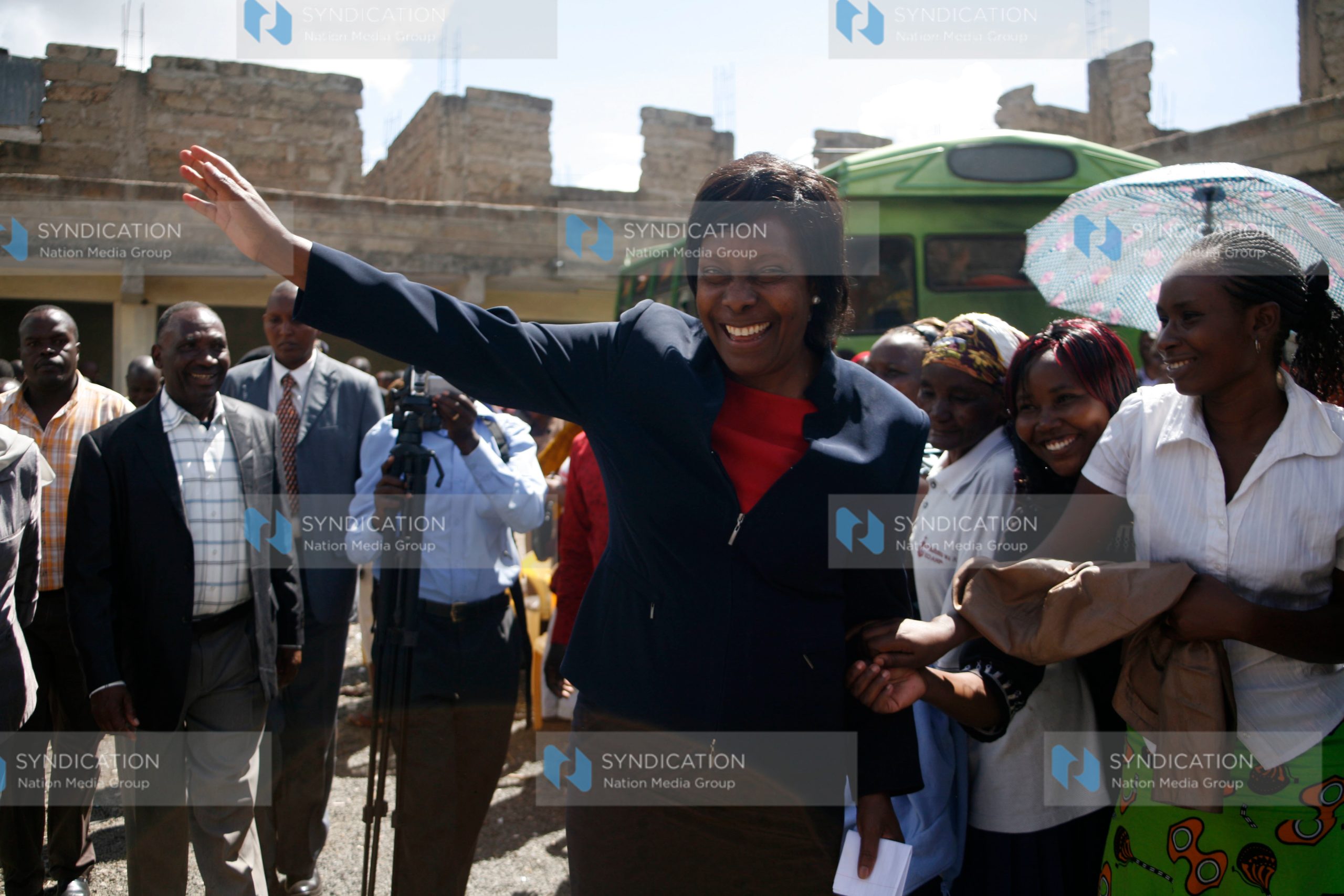 Charity Ngilu leaves after addressing residents of Patanisho in Embakasi