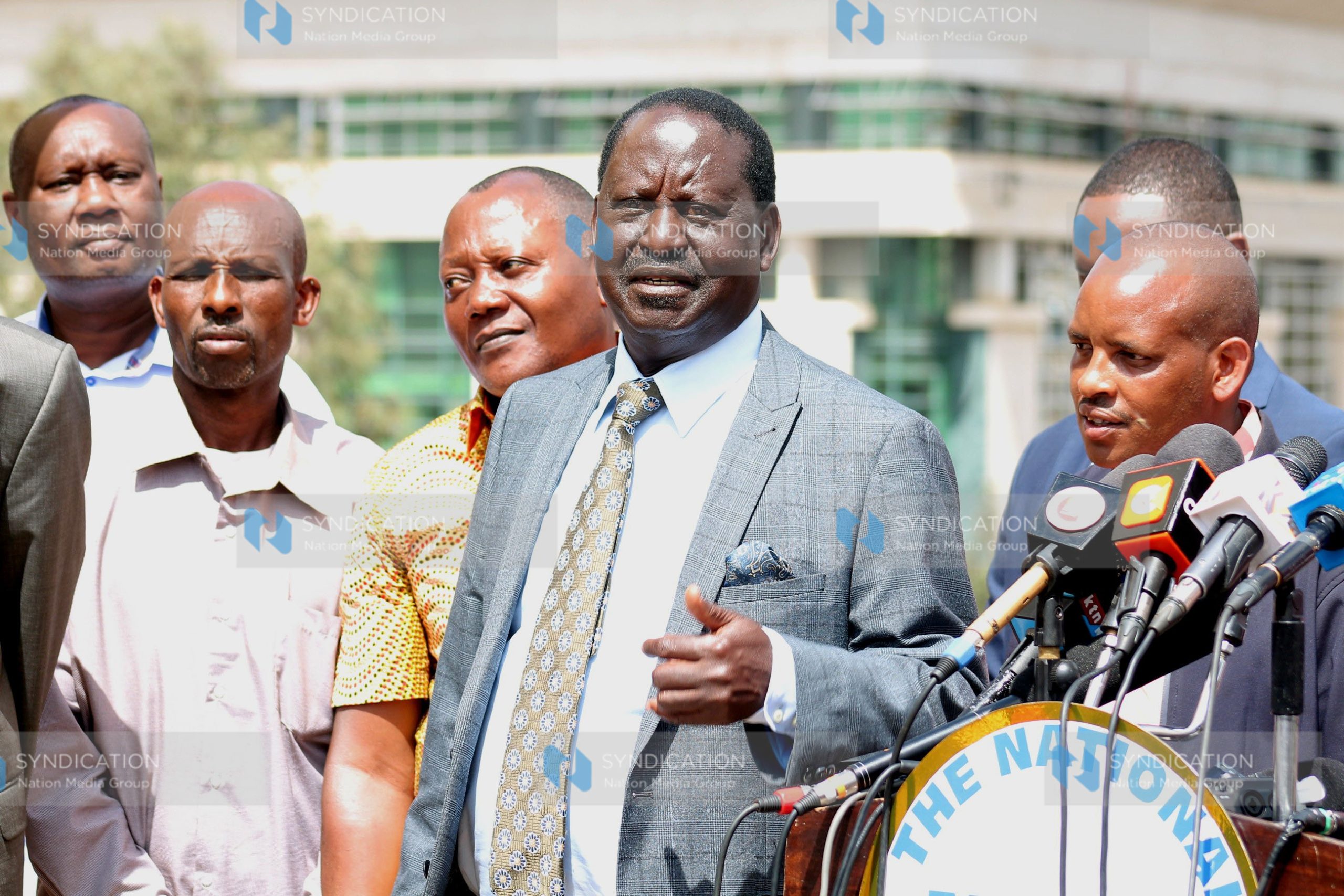 Raila Odinga after addressing the media