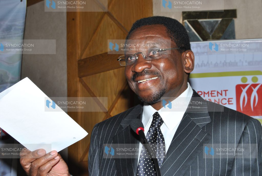 Lands Minister James Orengo speaks at a conference