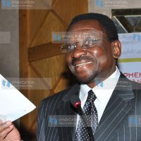 Lands Minister James Orengo speaks at a conference