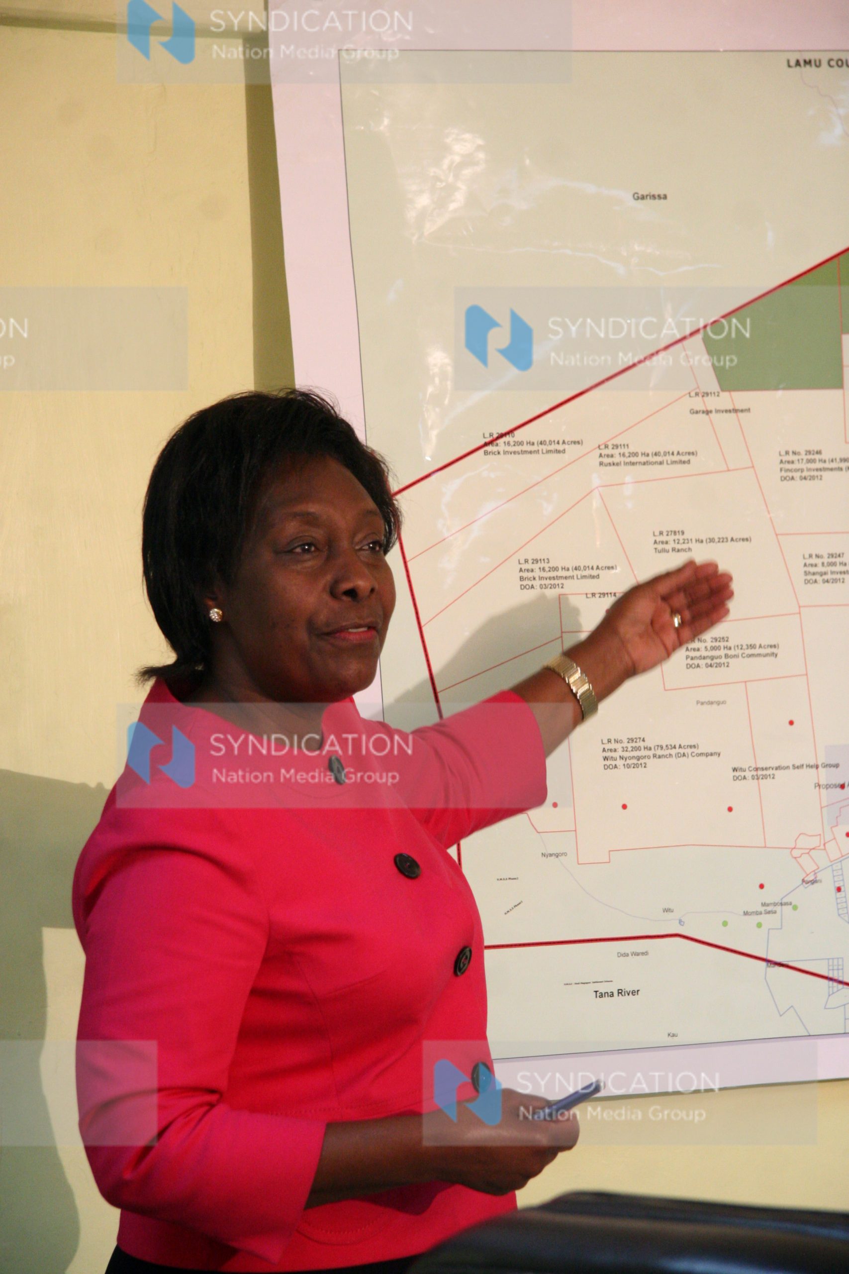 Lands Cabinet Secretary Charity Ngilu addressing a press conference
