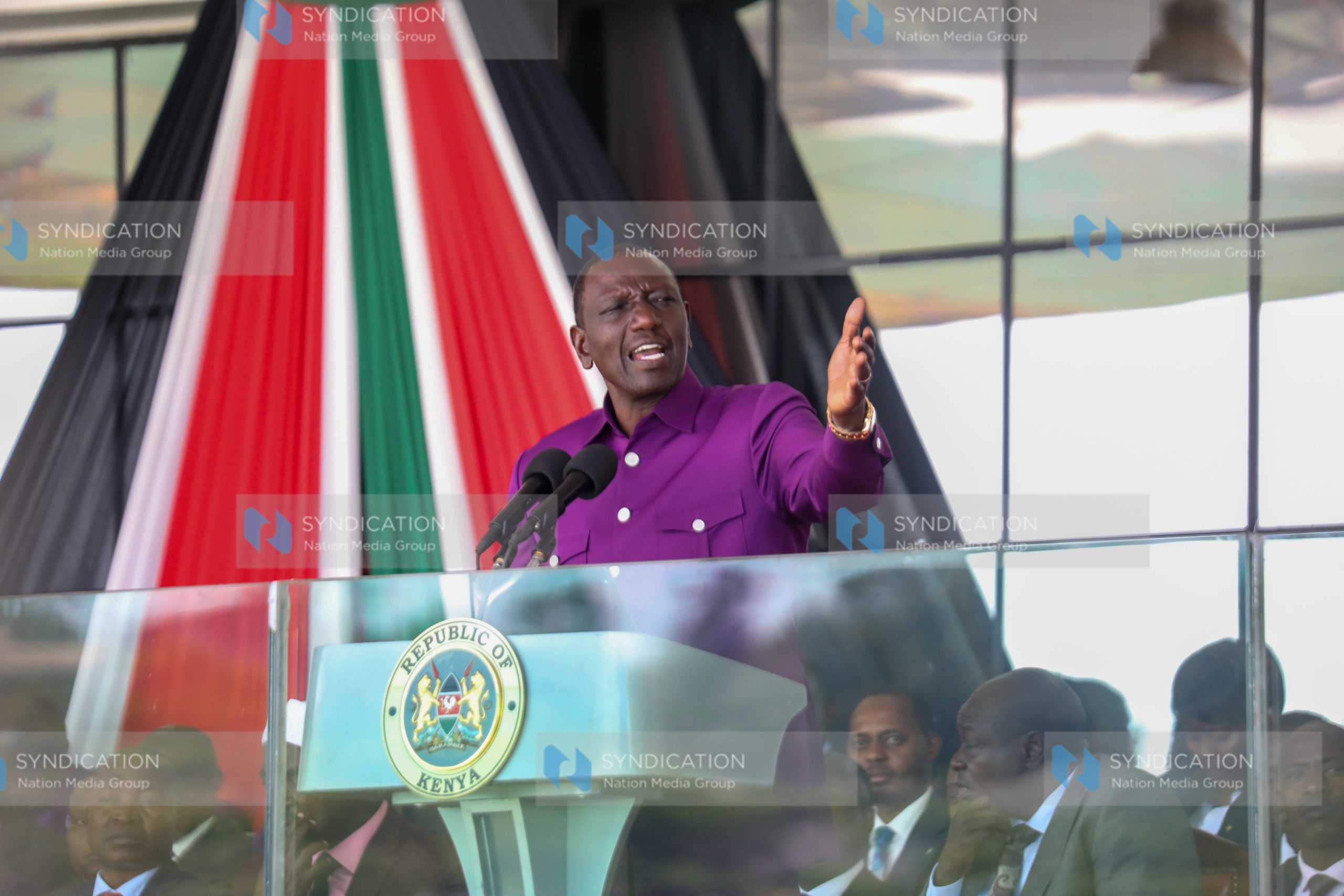 President William Ruto speaking at the Uhuru Gardens Nairobi